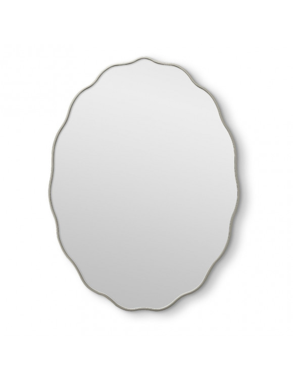 Овальное волнистое зеркало в серебряной раме Fancy Oval Silver (Фэнси) Smal 60*80 см в интернет-магазине зеркальной мастерской ЗЕРКАЛА-М фото